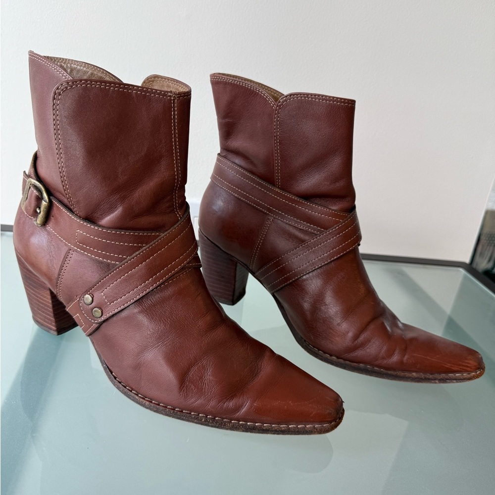 Brown Leather Ankle Boots - Women’s size 9.5 US